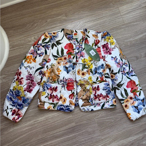 NWT Farm Rio Greek Garden Quilted Tie Coat Floral Cotton Sz XL - Picture 4 of 16